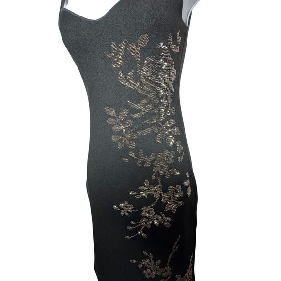 ZARA Size Small Stretch Knit shimmer midi dress Black sleeveless NEW - Picture 7 of 12